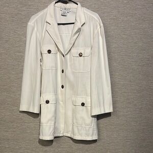 Saks Fifth Avenue Women's White Blazer with Button Accents